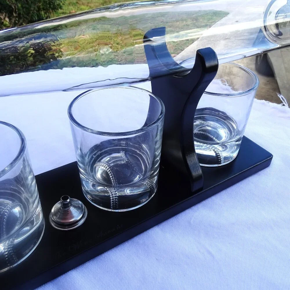 Baseball Bat Whiskey Decanter Set with 4 Baseball Glasses Wine Savant